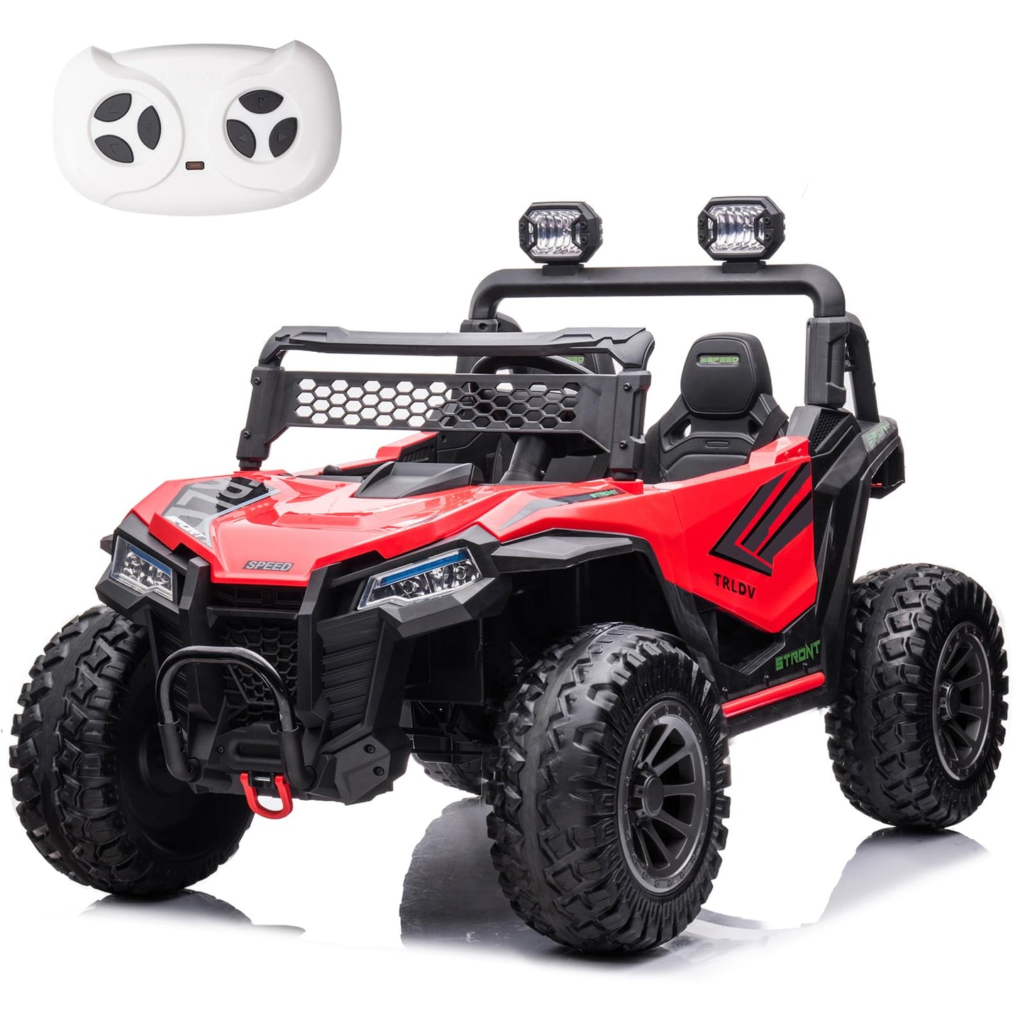 Postack 24V 2-Seater For Kids Ride On Truck, 4Wd Electric Vehicle Battery Powered Ride On Truck With Remote Control, Kids Utv Fo