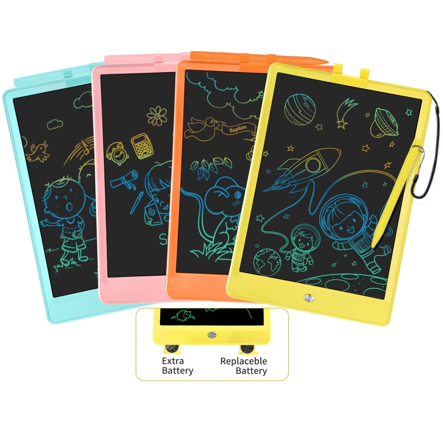 PYTTUR 10 Inch LCD Writing Tablet for Kids 4 Pack Reusable Drawing Pad Colorful Toddler Writing Board Electronic Drawing Tablet 
