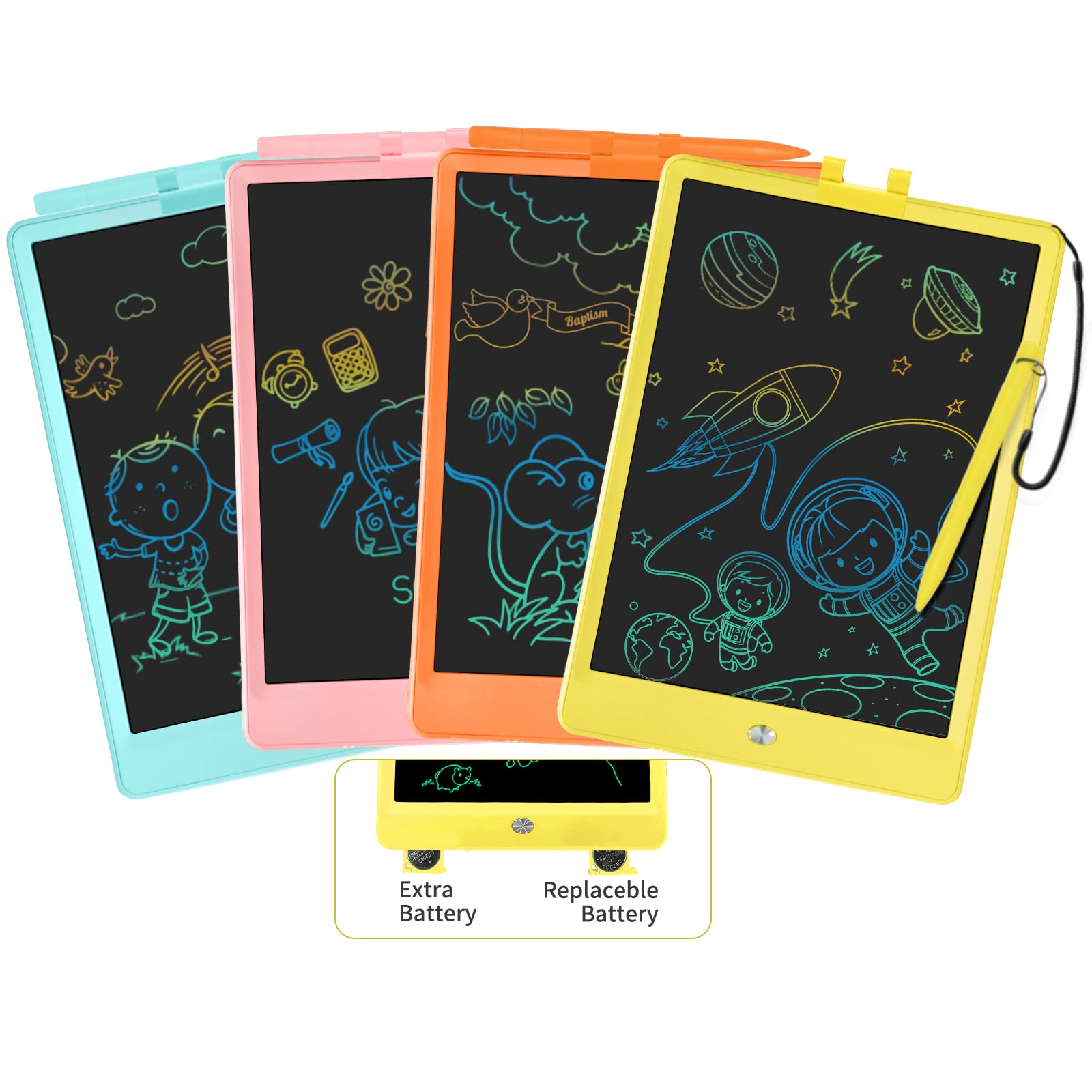 PYTTUR 10 Inch LCD Writing Tablet for Kids 4 Pack Reusable Drawing Pad Colorful Toddler Writing Board Electronic Drawing Tablet 