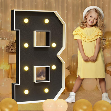 Imprsv Marquee Letters Black 3Ft: Black Party Decor - Light Up Letter B Large 3 Feet Tall - Party Decorations Letter For Baby Sh