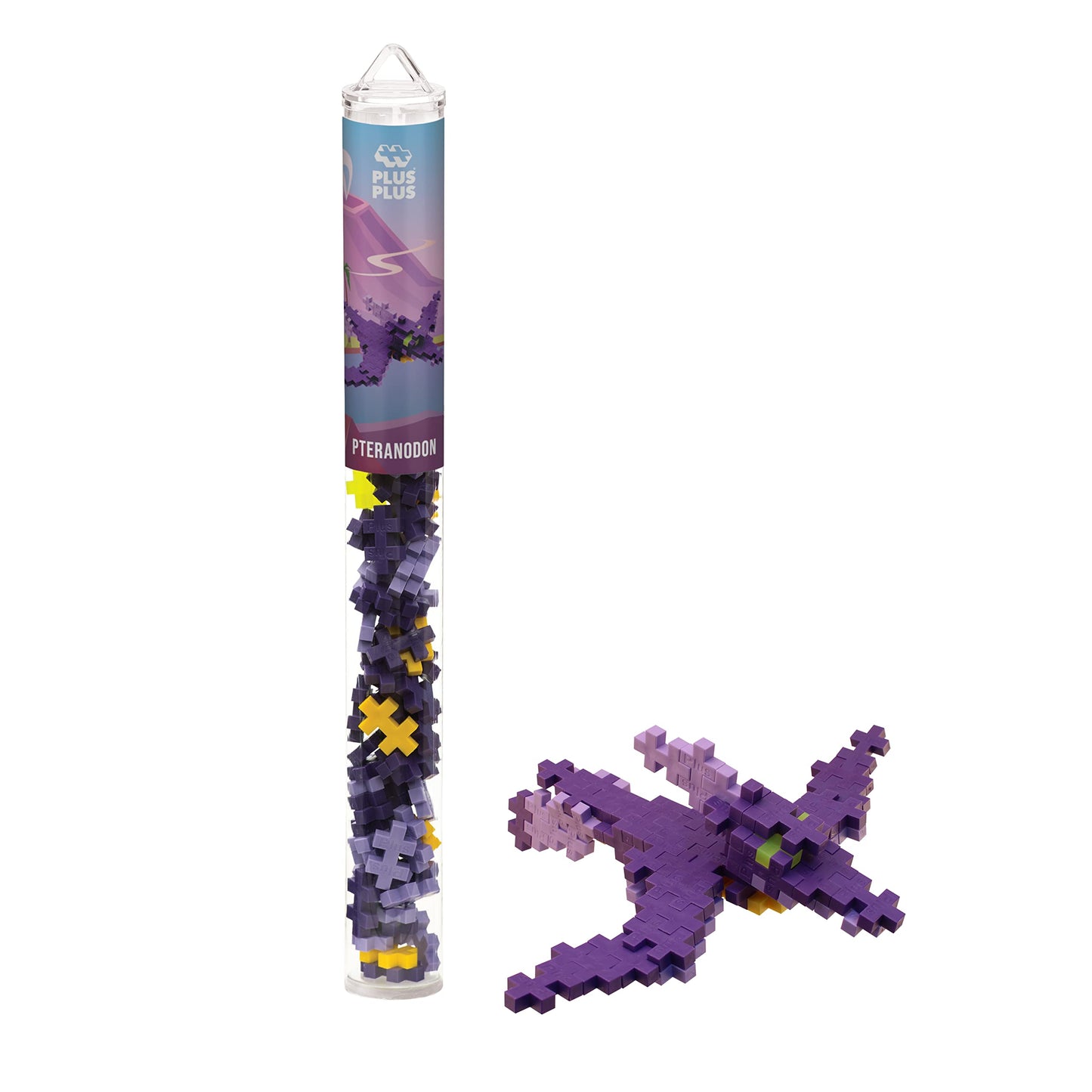 Plus Plus 3D Dinosaur Figure Building Block Set, 70 Mini Interlocking Puzzle Pieces, Fun Stem Toys For Kids - Pteranodon Maker Tube
