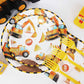 Construction Theme Birthday Party Decorations Plates Set 25 Guests,100 Pcs Plates Napkins Forks Boys Kids Construction Excavator