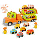 Wanborns Car Toys for 2 3 4 5 Years Old Kids, Transport Car Carrier Truck Toy with 6 Vehicle, 30in Foldable Track Trailer with L