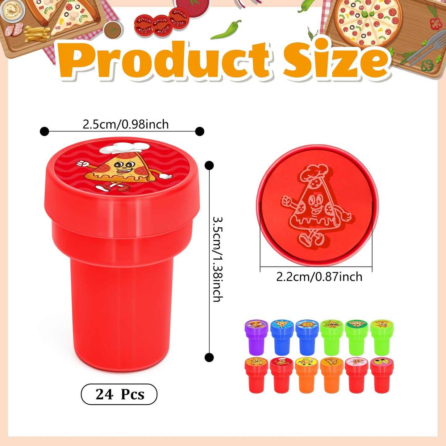 Cinrobiye 24 Pcs Pizza Party Stampers for Boys Girls,Pizza Birthday Favors, Food Themed Party Goodie Bag Fillers, Classroom Rewa