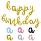 Balloon Vibe Gold Happy Birthday Balloon Banner - Script/Cursive Gold Mylar Foil Letters Banner For Birthday Decor - Happy Birth