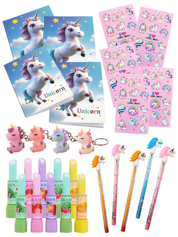 TERA13 Unicorn Stationery Combo Pack  30 Articles Set with Diary, Pencil, Stickers, Eraser & Keychain | Cute Return Gift for Ki