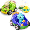 Dinosaur Toys for Kids 3-5, 2 Pack Remote Control Car Toys for Toddlers, Dinosaur RC Car Toys with Music and Lights, Xmas Gift,