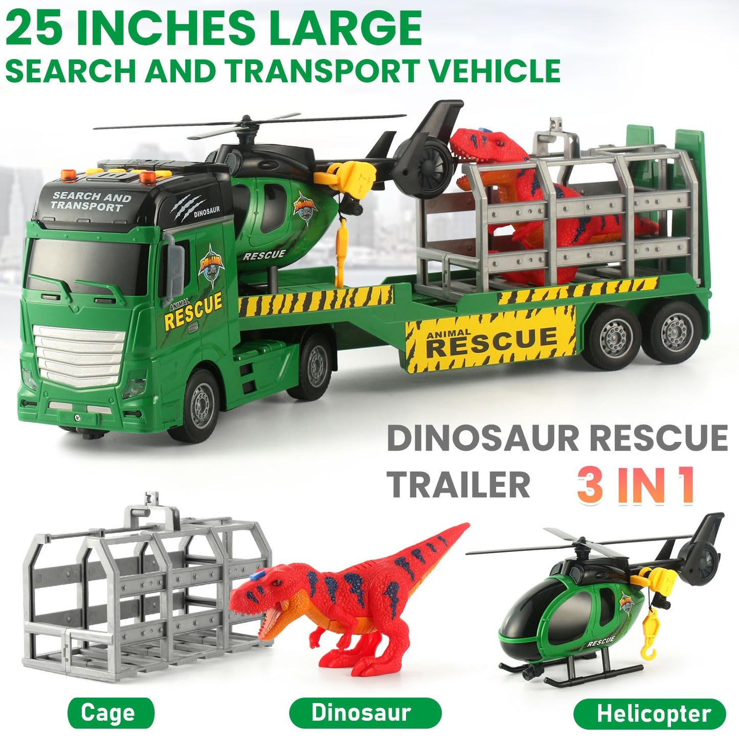 CSDCSD Tow Truck with Excavator and Dump Truck Toy for Boys 3+ Years Old, Heavy Trucks with Lights and Sounds (Rescue Trucks)