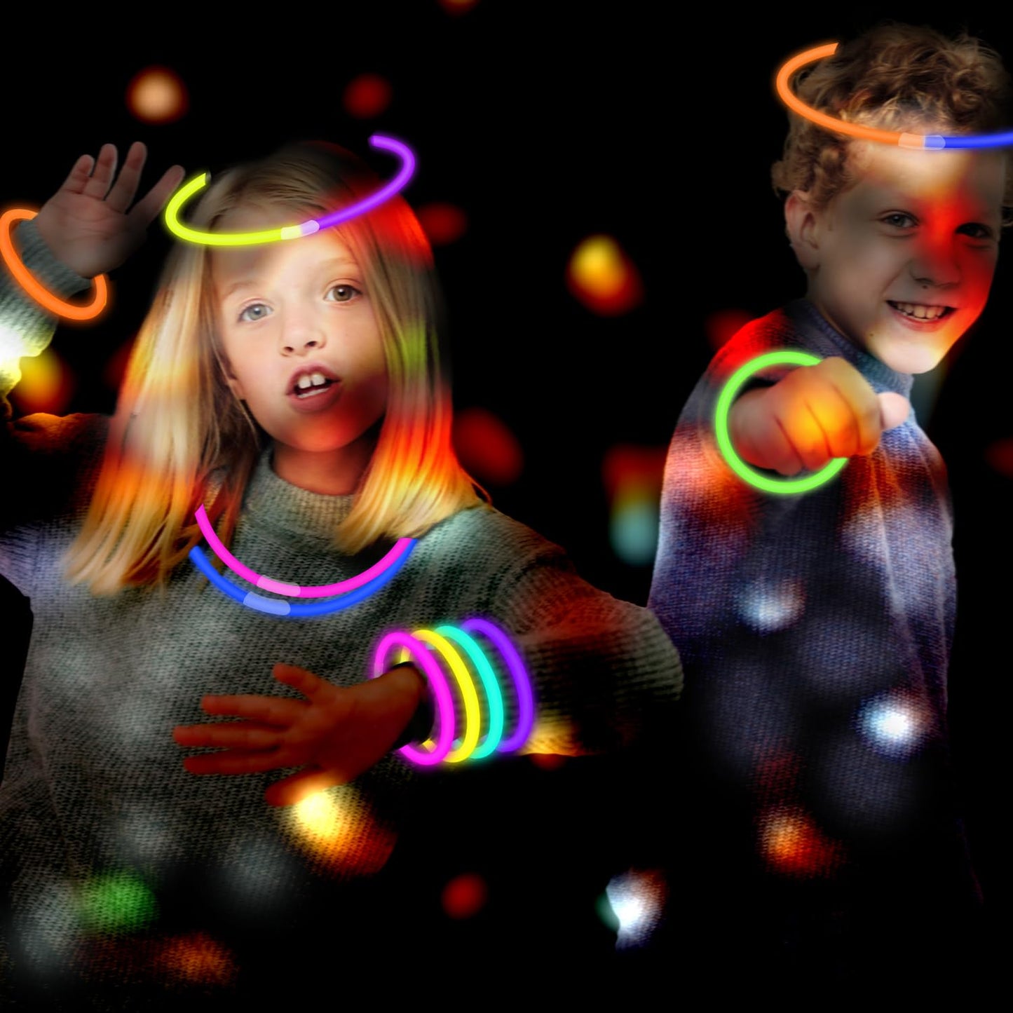 Halloween Glow Sticks Party Pack 8-50, Light up Bracelets & Necklaces Accessories for Kids, Neon Glow in the Dark Party Favor Su