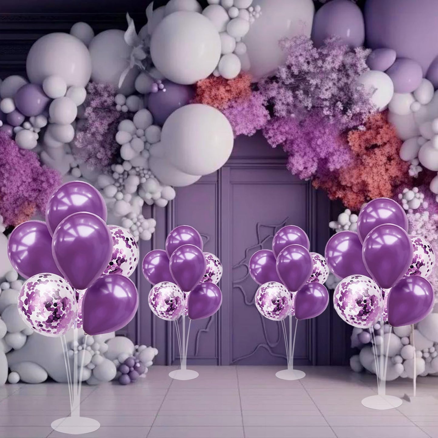 Zjdhpty Purple Balloon Stand Centerpiece Table Decorations For Birthday Bridal Shower Wedding Engagement Mother'S Day Graduation