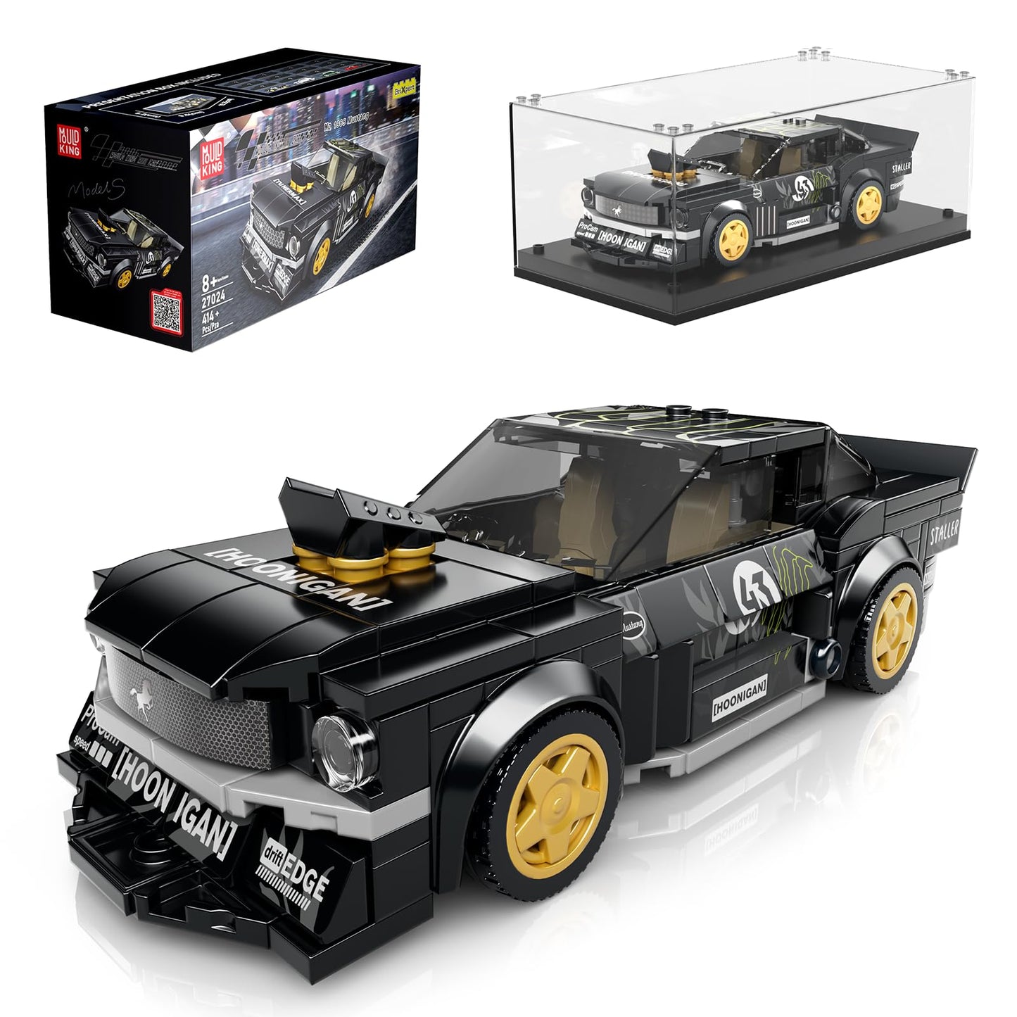 Mould King Speed Champion Car Building Toys with Acrylic Display Case Model Race Car Toy Building Blocks Kit 27024 Collectible R