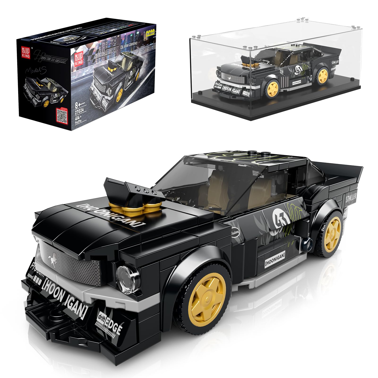 Mould King Speed Champion Car Building Toys with Acrylic Display Case Model Race Car Toy Building Blocks Kit 27024 Collectible R