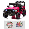 Modern-Depo 12V Kids Ride On Car Truck With Diy Stickers, Manual/Remote Control Electric Car With Led Lights, 2 Motors, 2 Speeds Adjustable, Openable Doors, Spring Suspension, Music Player, Rose Pink