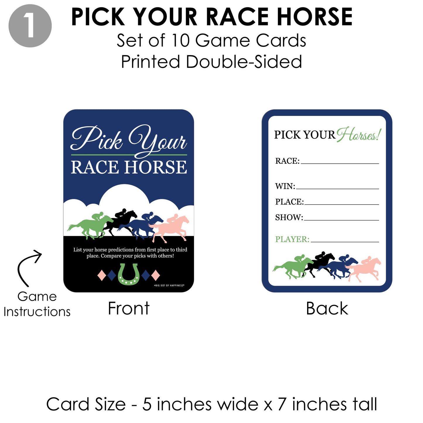 Big Dot Of Happiness Kentucky Horse Derby - 4 Horse Race Party Games - 10 Cards Each - Gamerific Bundle