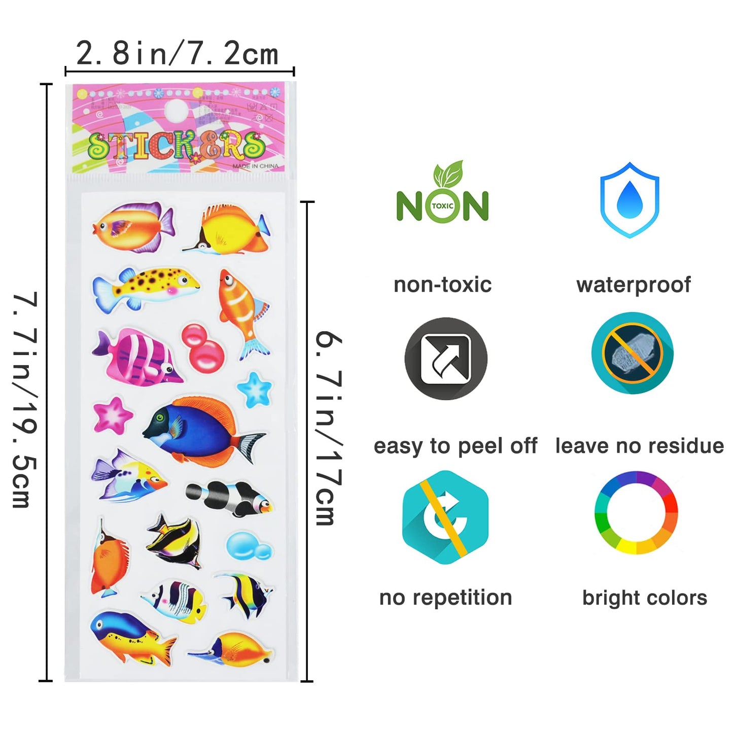 24 Sheets(500+) 3D Puffy Stickers For Toddlers Kids, Bulk Preschool Sticker Sheets For Reward, Craft, Scrapbooking Including Ani