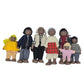ERANCE 7 Pcs African American Wooden Dollhouse Family Set Dollhouse Dolls Family Role Play Pretend Play Figures