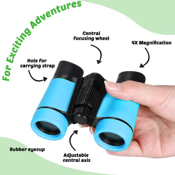 4 Set Kids Binoculars Children Colorful Real Binoculars Set Shockproof High Resolution Binoculars With Magnifying Glass And Compass For Bird Watching Hunting Hiking Outdoor Exploring (Light Color)