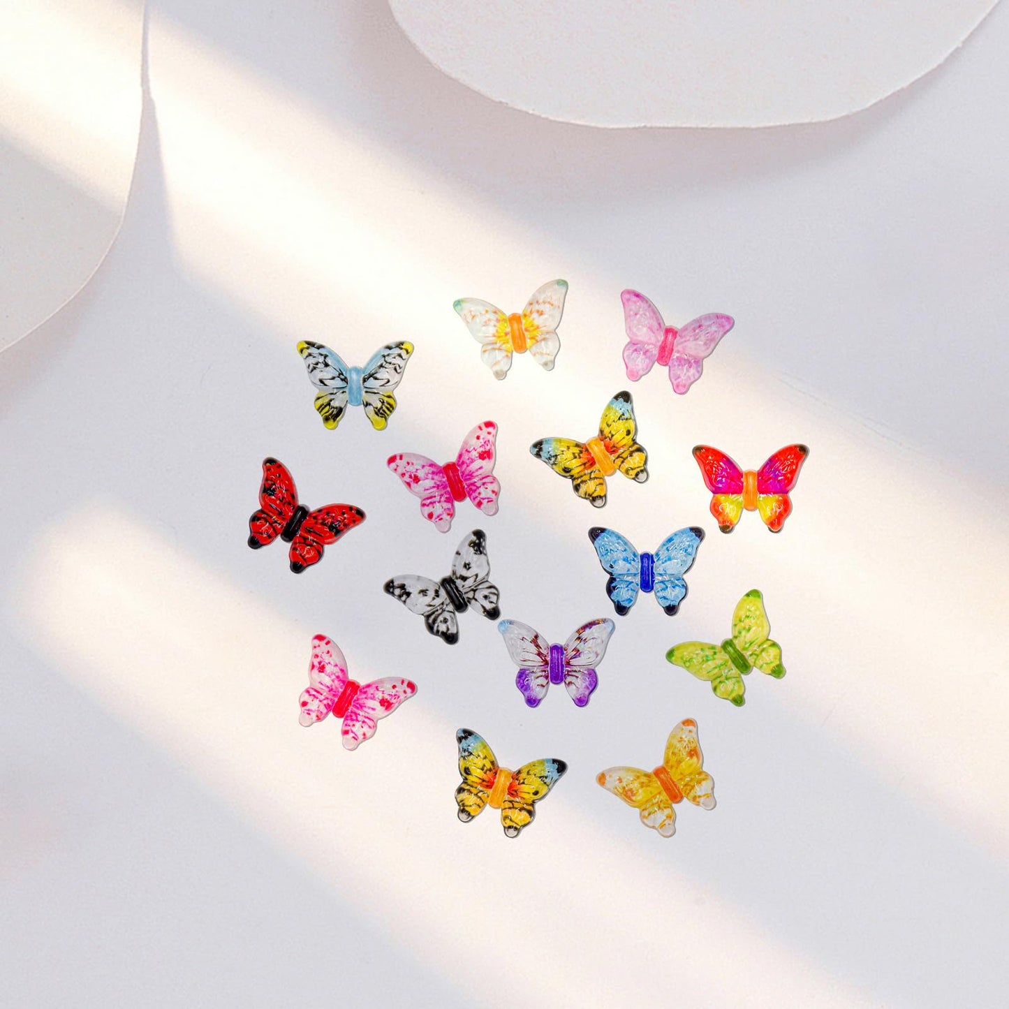 WOZADU 200 PCS Mini Resin Butterfly Figures for Crafts Luminous Tiny Resin Animal Miniature Things for Dollhouse Fairy Garden Micro Landscaping Decoration Cake Toppers Decor