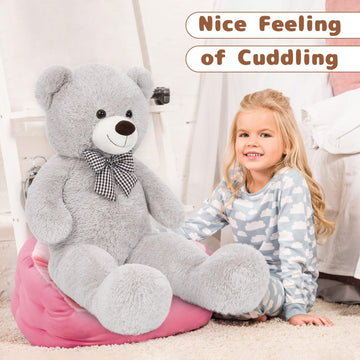 Maogolan Big Fluffy Gray Teddy Bear 39 Inch Large Grey Stuffed Animal For Girlfriend Kids Boyfriend Teens