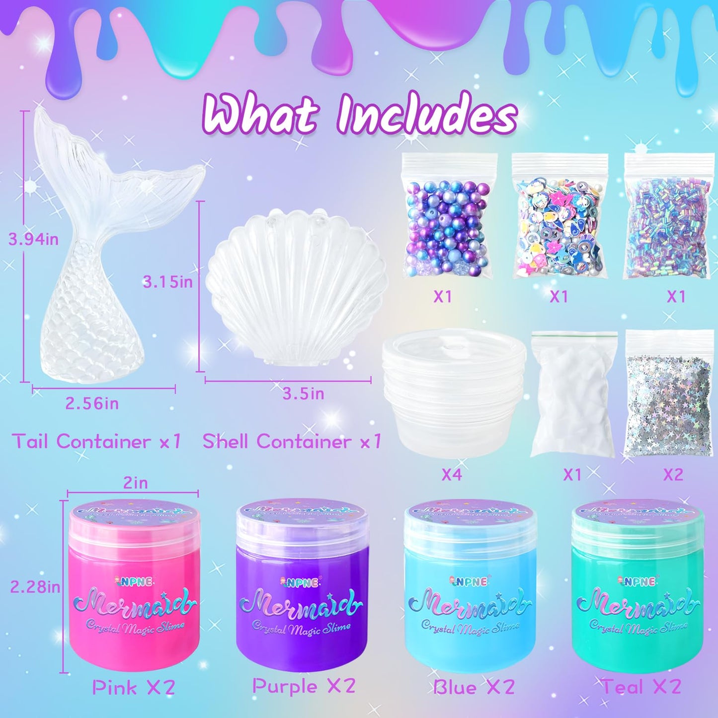 Mermaid Slime Kit For Girls Diy Slime Making Kit With Glitter Add Ins Foam Jelly Cubes Christmas Birthday Party Favors Present C