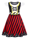 Sukyfecde Buccaneer Costume Girls Pirate Dress Up Kids Birthday Party Dress Halloween Cosplay Outfits Size 7-8 Red