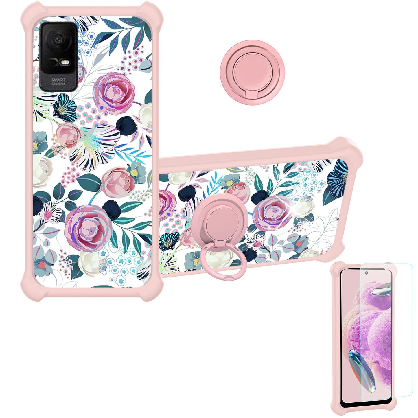 jioeuinly TCL ION V Case Compatible with TCL ION X Phone Case TCL 40Z 40 Z Phone Case T607DL Cover [with Tempered Glass Screen P