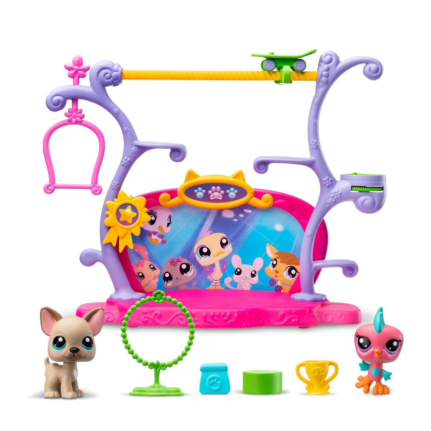 Littlest Pet Shop  Pets Got Talent Play Set - Gen 7  Pets #67 & #66  Authentic LPS Bobble Head Figure  Collectible Imagination Toy Animal  Kidults  Girls  Boys  Kids  Tweens Ages 4+