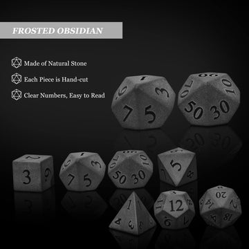 UDIXI Obsidian Dice Gemstone Dice Set 7PCS Stone DND Dice with Gift Case for Dungeons and Dragons MTG Role Playing Game and Othe
