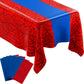 Remagr 6 Pcs 54 x 108 inch Spider Birthday Party Tablecloth Plastic Disposable Hero Table Cover Large Red and Blue Plastic Recta