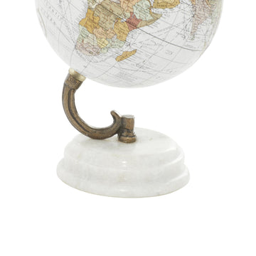 Deco 79 Marble Globe, 5' X 5' X 8', White