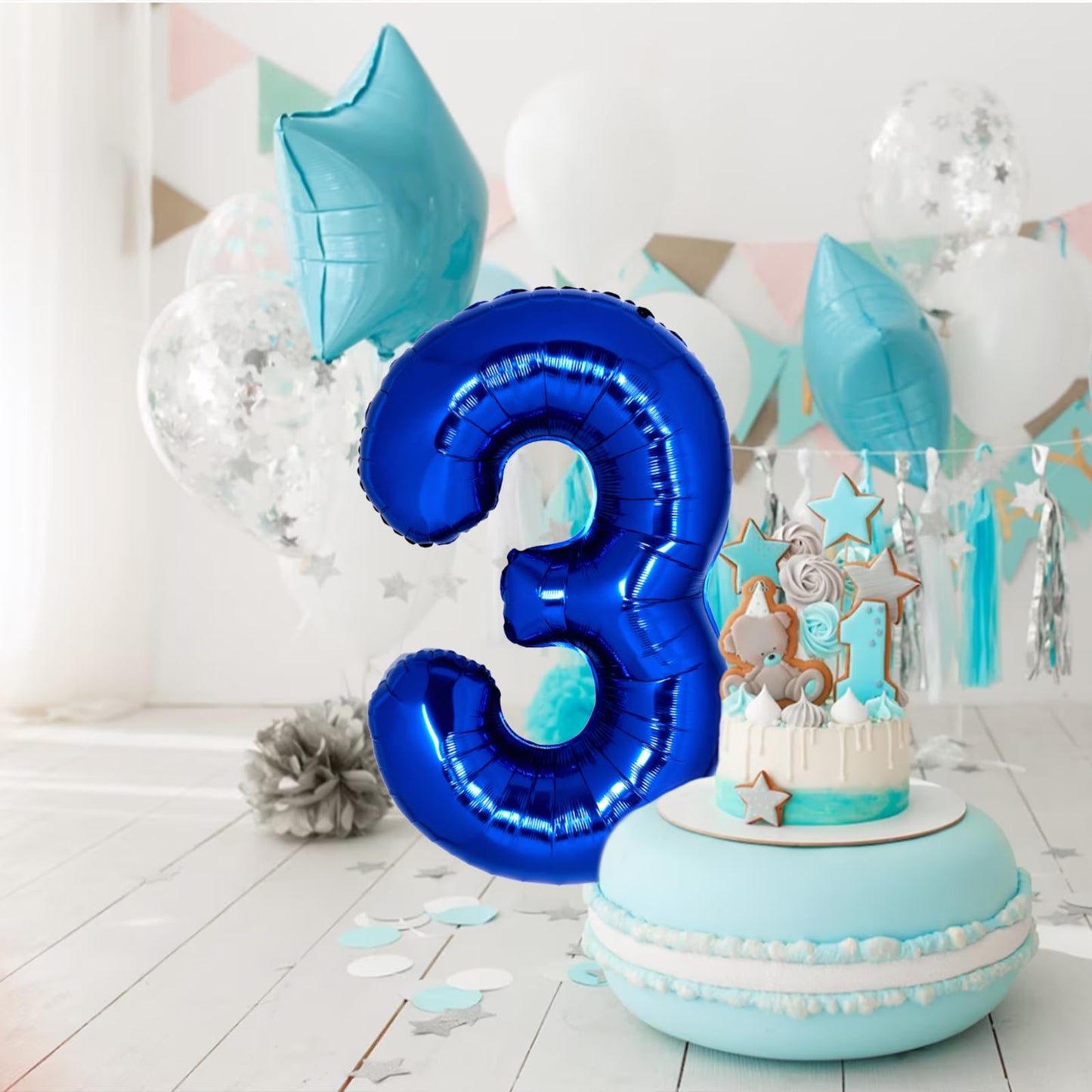 40 Inch Giant Navy Blue Number 13 Balloon, Helium Mylar Foil Number Balloons For Birthday Party, 13Th Birthday Decorations For K