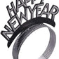 ORZIZRO 12Pcs HAPPY NEW YEAR Tiara Headband, Glitter Hair Clasp Tiaras for 2024 New Year Eve Party Favors Silver Gold Black