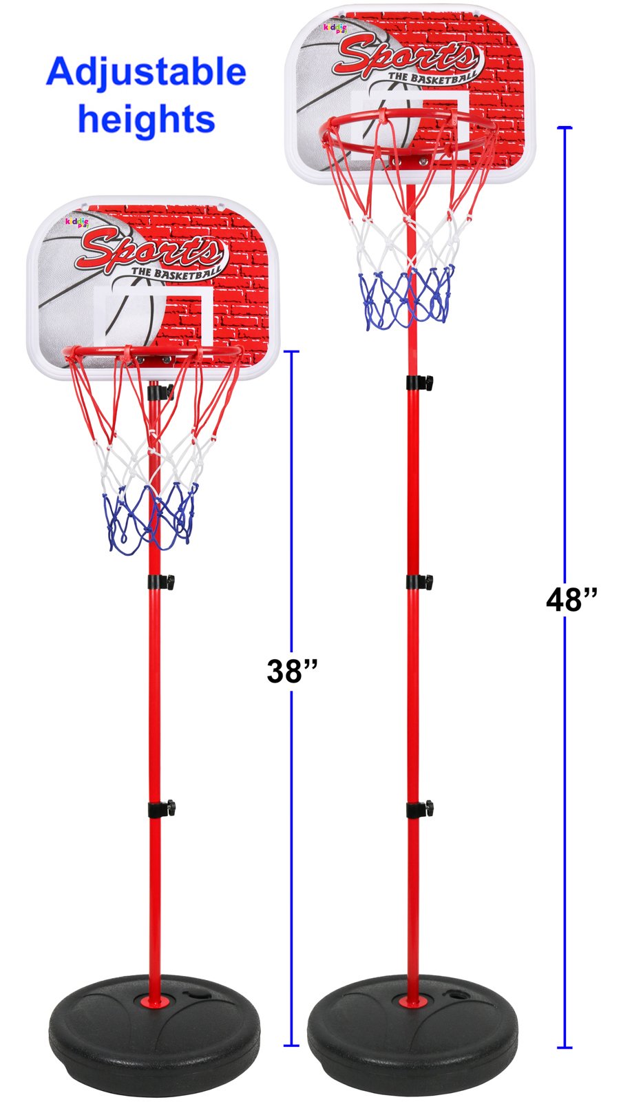 Basketball Hoop For Kids Toy Set | Adjustable Height Stand 2-4 Ft | Indoor & Outdoor Play For Toddler Boy & Girl