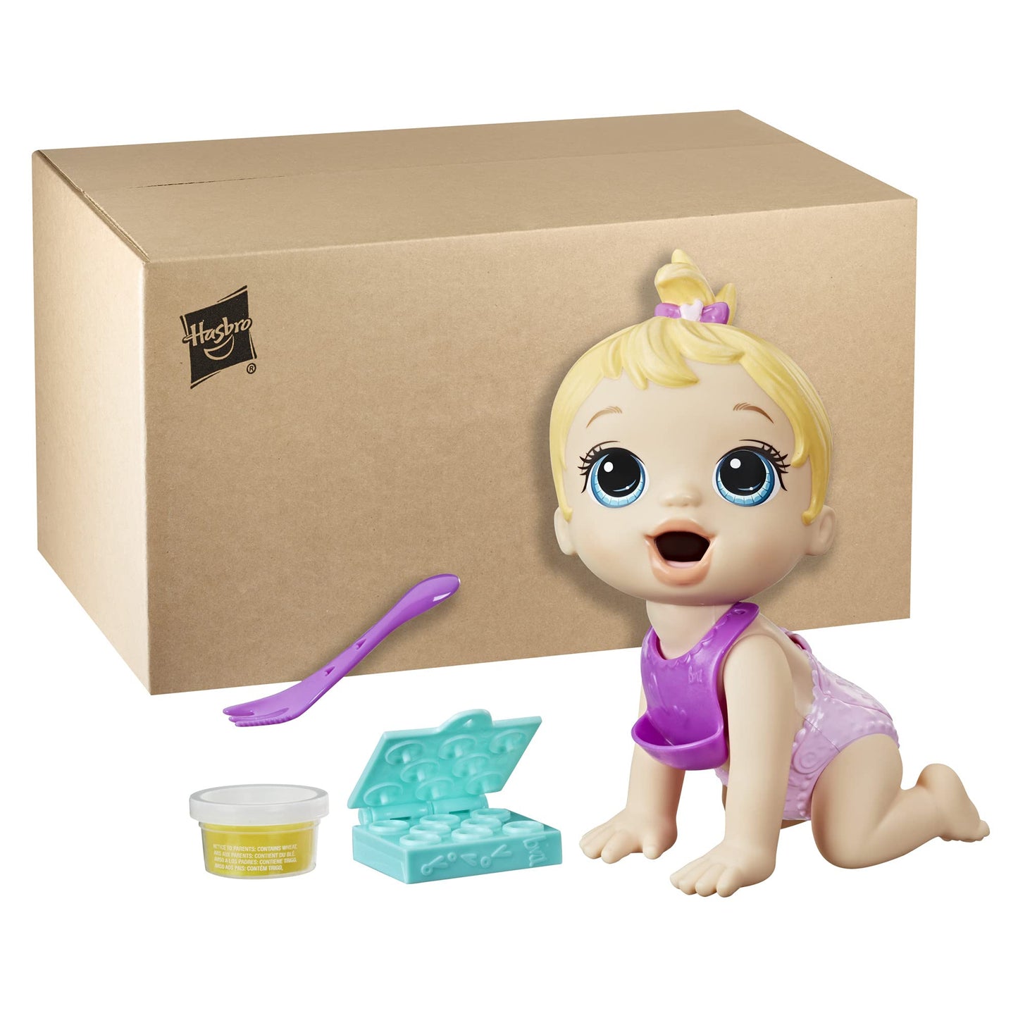 Baby Alive Lil Snacks Doll, Eats And Poops, Snack-Themed 8-Inch Baby Doll, Snack Box Mold, Toy For Kids Ages 3 And Up, Blonde Hair