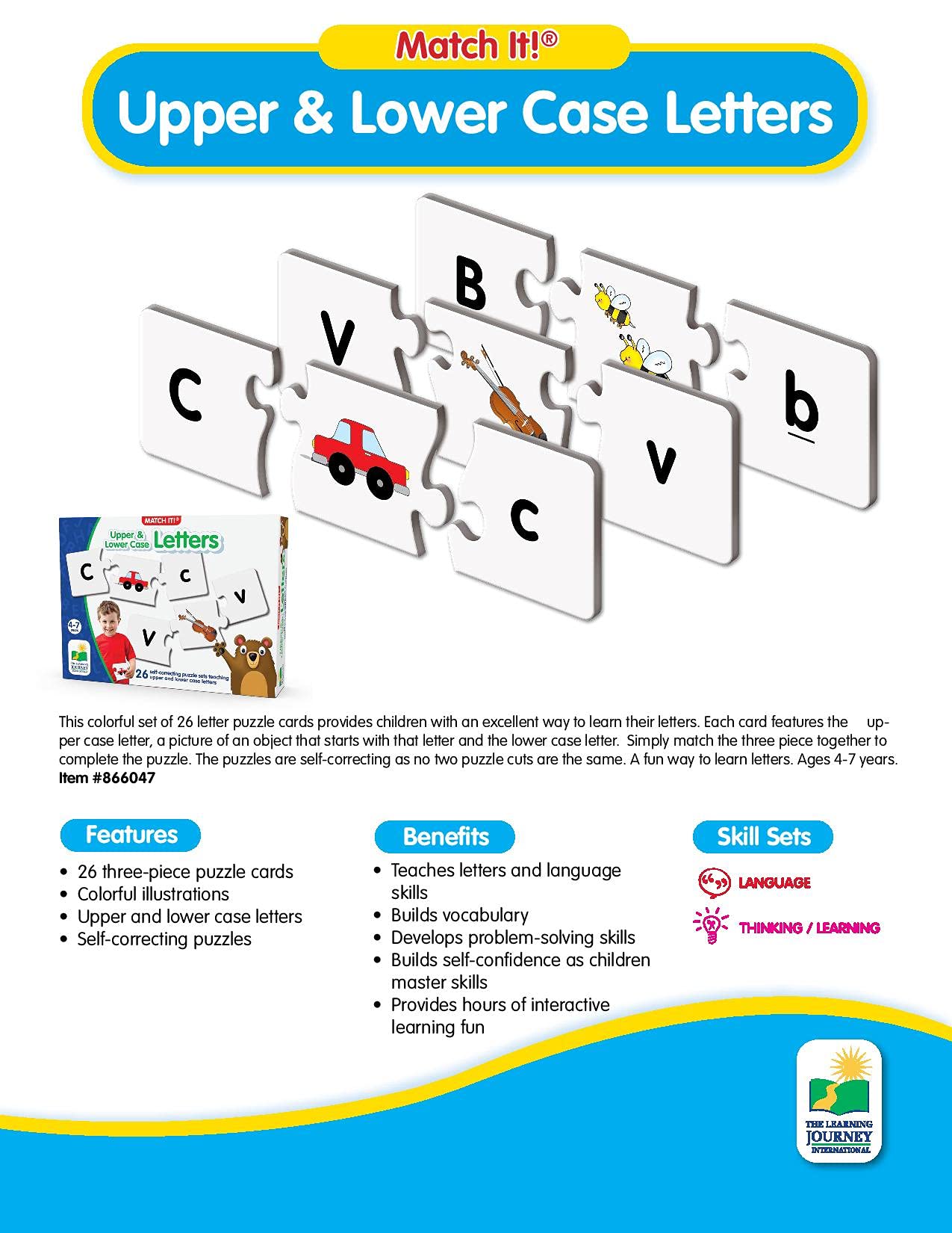 The Learning Journey: Match It! - Upper & Lower Case Letters, Alphabet Puzzles For Kids Ages 3-5, Abc Puzzle Letter Game, Alphabet Learning Award Winning Educational Toys