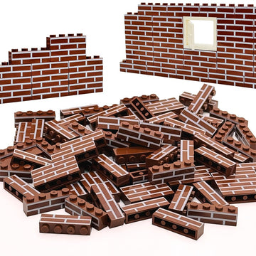 MIUTRUE 100Pcs Classic Wall Building Bricks 1x4 Masonry Profile Bricks Blocks Parts and Pieces Compatible with Major Brands Construction Toys for Kids 6yrs+ (100Pcs Brown)