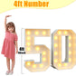 4Ft Light Up Numbers 50 Mosaic Numbers Marquee Frame With Slots For 50Th Birthday Party Large Cardboard With Light Bulbs Pre-Cut Kit Giant Cut-Out Thick Foam Board Sign Diy Decorations Anniversary