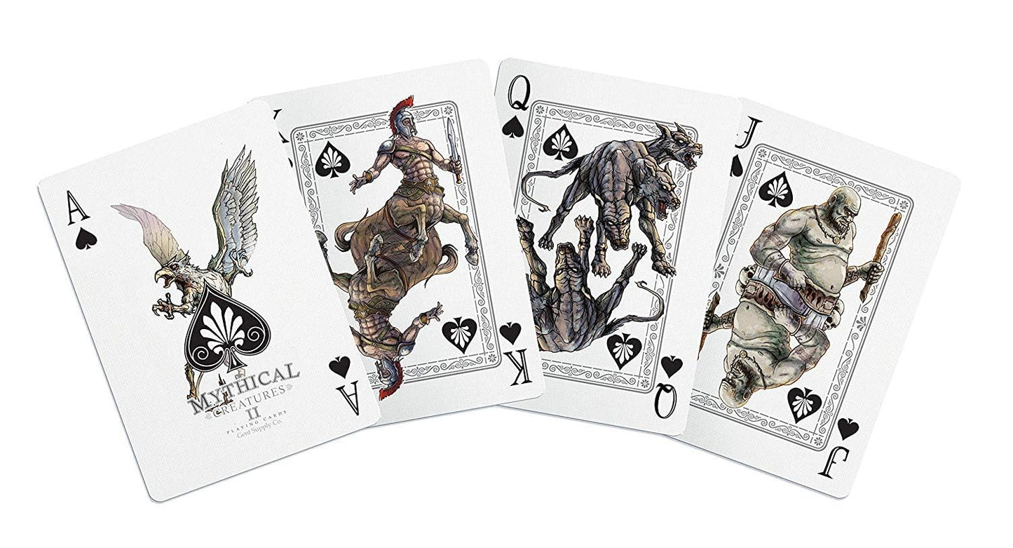 GENT SUPPLY CO. Bicycle Mythical Creatures Playing Cards II - Premium Cardstock Poker Deck, Standard Size, Black/Silver/Gold