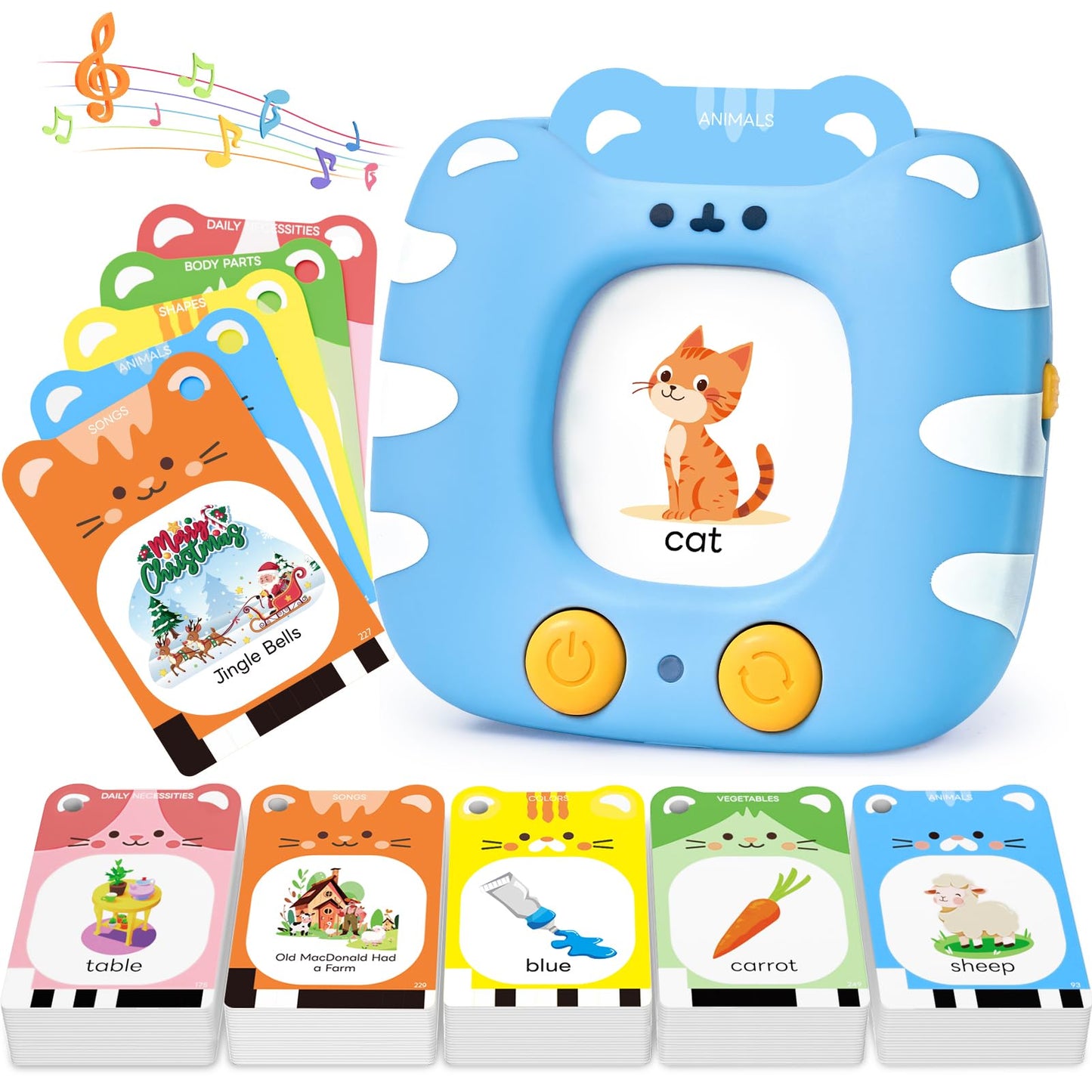 Joycat Talking Flash Cards For Toddlers 1-5 Clear Voice & Thick Cards & Easy To Slide In And Out, Independent Play & Speech Deve