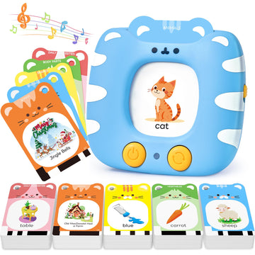 Joycat Talking Flash Cards For Toddlers 1-5 Clear Voice & Thick Cards & Easy To Slide In And Out, Independent Play & Speech Deve