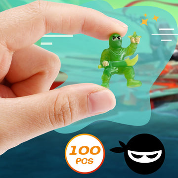 Chivao Mini Ninja Figurines Party Favors Toys Assorted Action Warrior Figures Playset Ninja Party Supplies Cake Topper For Birthday(100 Pack)