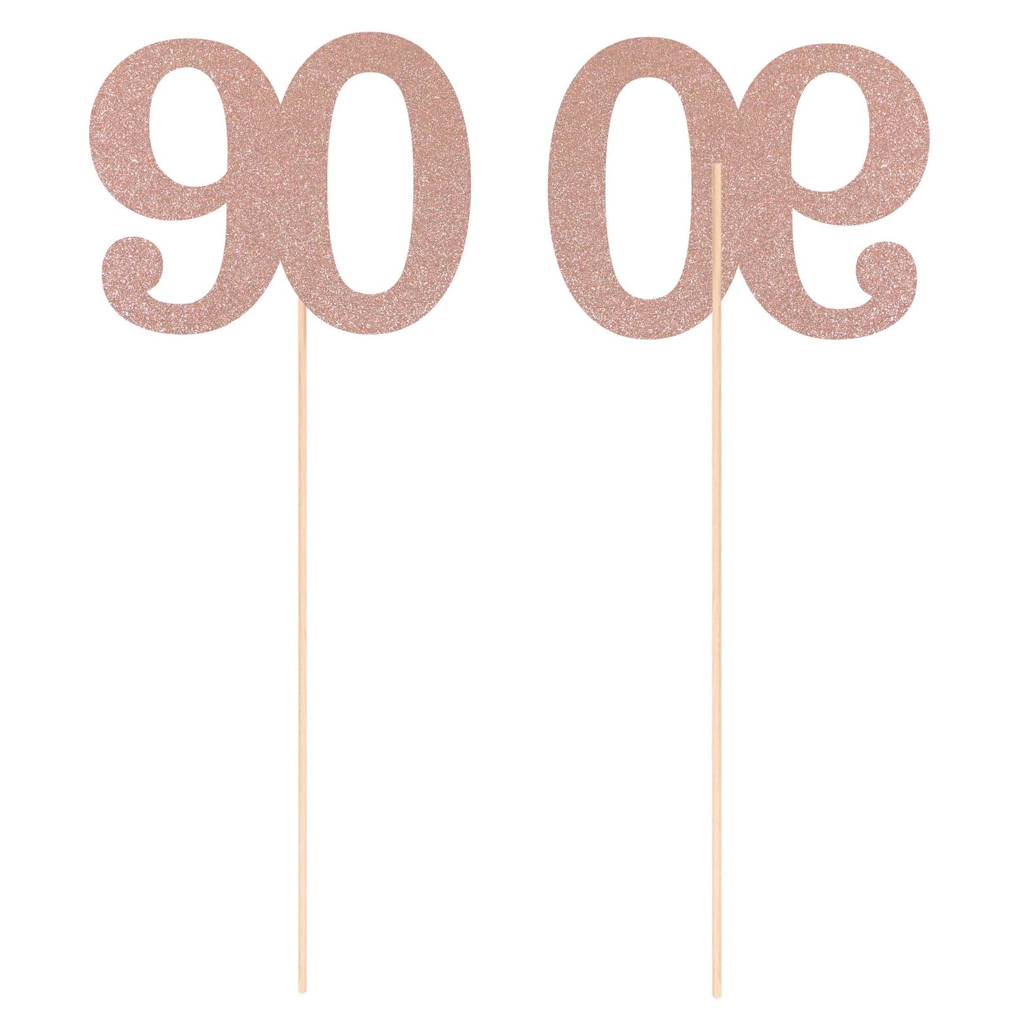 Gexolenu No 90, 10 Pack Double-Sided Rose Gold Glitter 90Th Birthday Centerpieces For Tables, Number 90 Birthday Table Toppers P