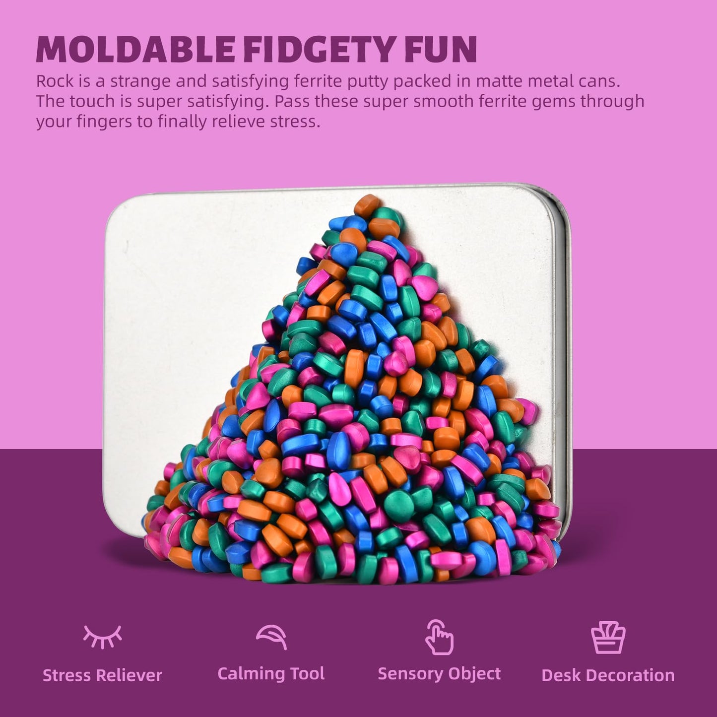 Magnetic Ferrite Putty Rocks,Multicolor More Than 600 Weak Magnetic Smooth Ferrite Pebbles, Magnet Rock Desk Toys And Time-Kille