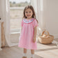 Toddler Girl Back To School Clothes Embroidery Smocked Dress Doll Collar Sundress First Day Of Pre Kindergarten Outfit (Ghost-Pi
