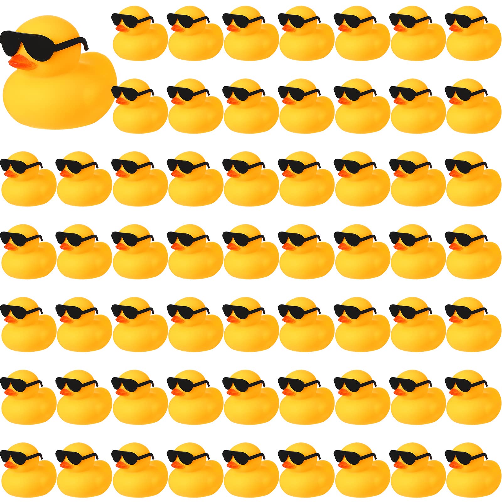 Chivao 60 Pcs Mini Rubber Duck In Bulk With 60 Sunglasses, Small Yellow Rubber Duck Gifts Bath Float Bathtub Toys Tiny Ducks For Holiday Cruise Baby Shower Decoration Birthday Party Favors Supplies