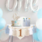 HODIHIWI Baby Boy First Birthday Party Decorations Blue White High Chair Banner 1st Crown Hat Cake Topper