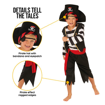 Morph Pirate Costume For Kids - Boys Pirate Outfit - Fun Dress Up Costume For Halloween, Parties, Role Play, 4-6 Years
