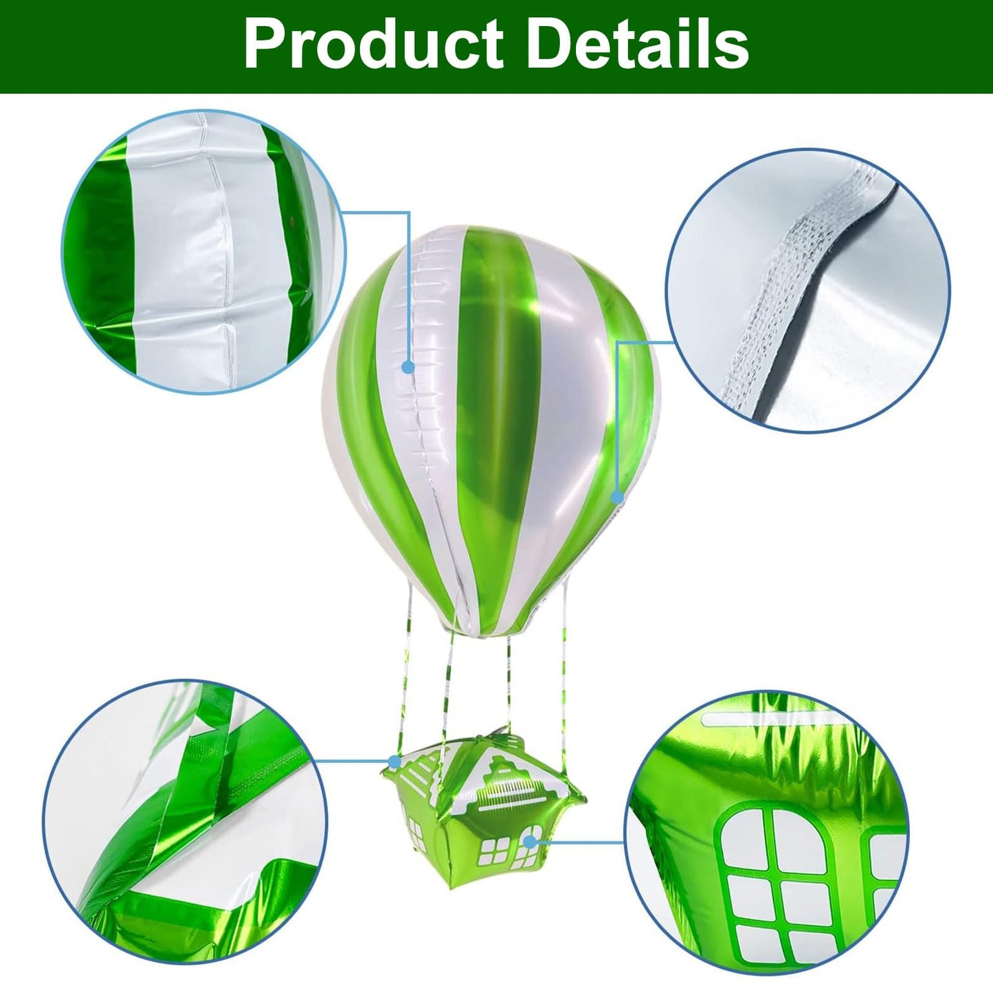 4D Color Hot Air Balloon Aluminum Balloon Hot Air Balloon Decorations Helium Balloon Mylar Foil Balloons Party Hot Air Balloon Floating Foil Balloons For Kids Themed Birthday Party Decor Balloon(4Pcs)
