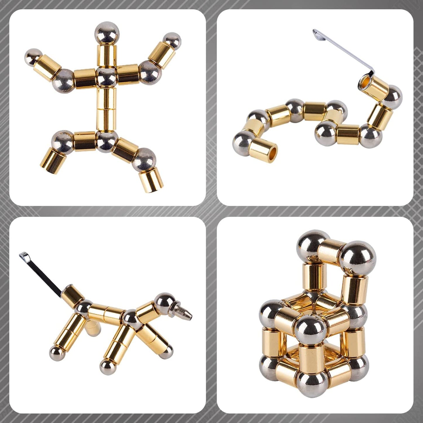 Magnetic Pen Decompression Magnet Metal Pen Fidget Pen with 13 Magnetic Rings Creative Toy Pen Can Write Intellectual Learning and Stress Reduction Gifts for Family or Friends.(Golden)