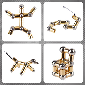 Magnetic Pen Decompression Magnet Metal Pen Fidget Pen with 13 Magnetic Rings Creative Toy Pen Can Write Intellectual Learning and Stress Reduction Gifts for Family or Friends.(Golden)